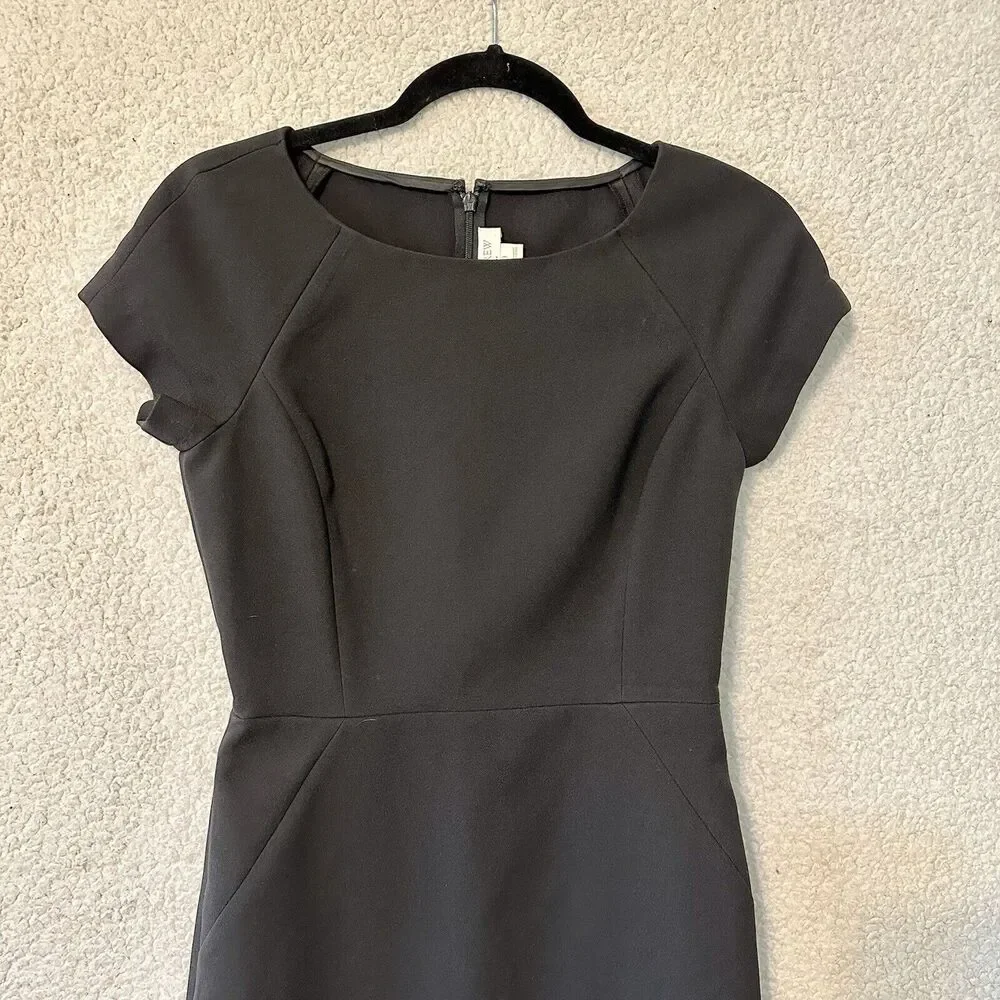 J Crew Women’s Cap Sleeve Boatneck Bodycon Midi Dress Black‎ Size 0 NEW